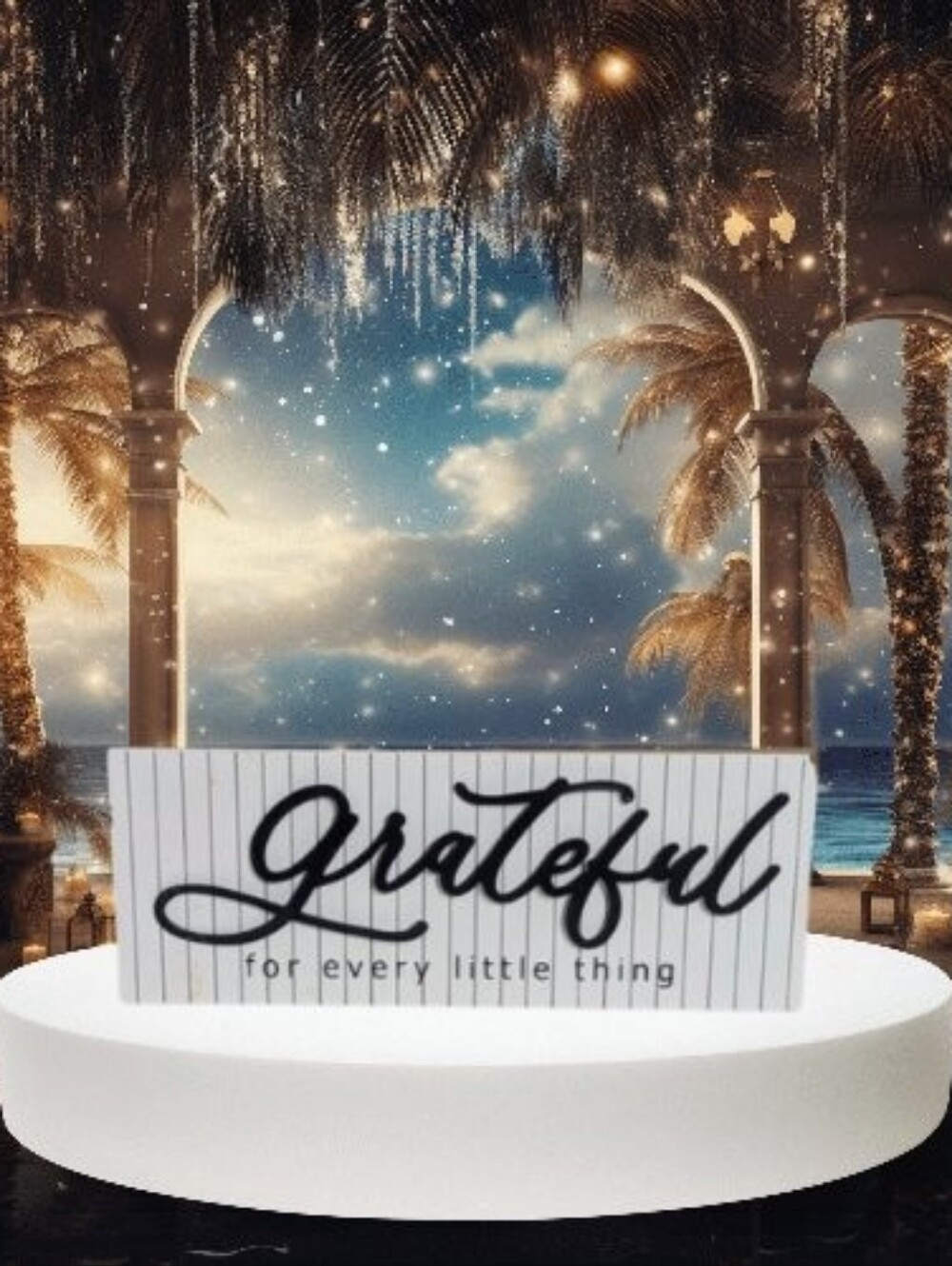 Grateful Tabletop Sign- Black Metal 3D Script